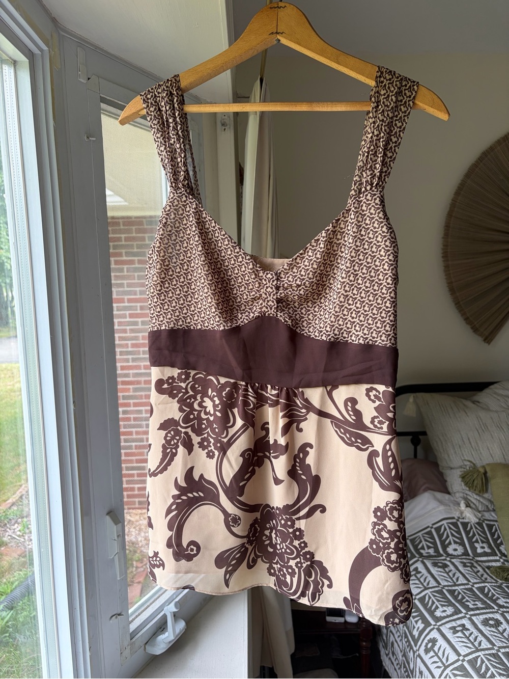 Bandolino Cream and Brown Floral Tank